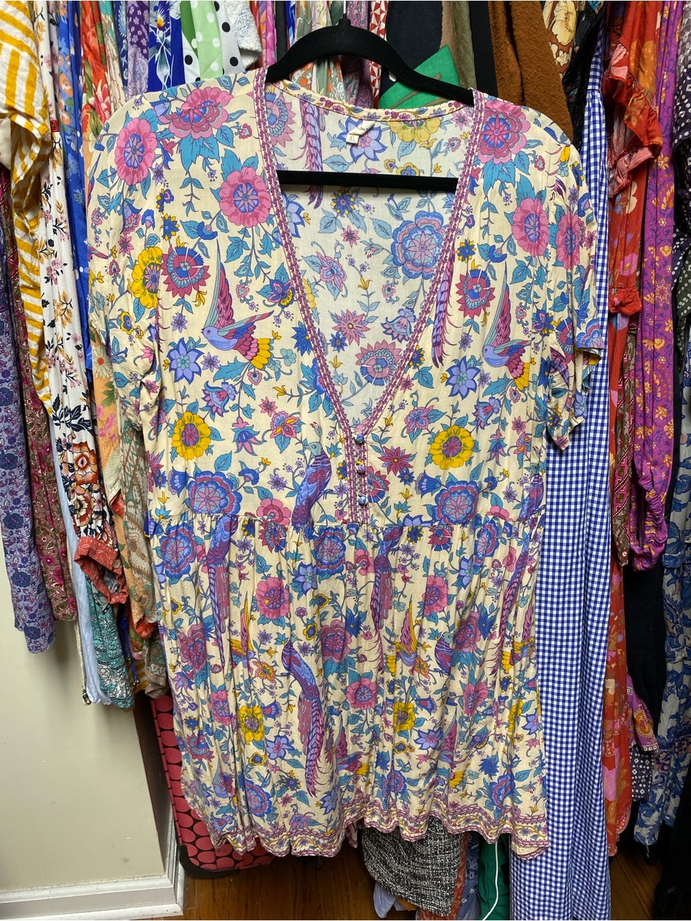 Original Cream Spell Lovebird Mini Dress XL